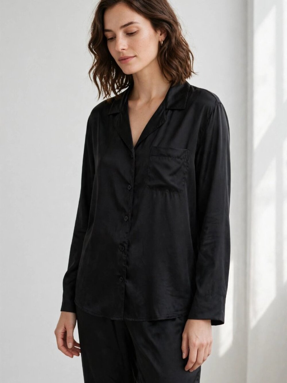 Intimately Free People Midnight Muse Black Satin Sleep Shirt XL